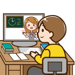 パソコンの画面を見る子